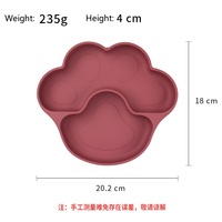 Assiette repas bébé en silicone platine, motif patte d'ours, grande, avec ventouse et compartiments, plateau d'alimentation pour enfants, vaisselle pour enfants