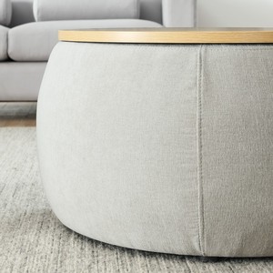 Modern Durable Round Storage Ottoman 2-in-1 Function As End Table & Ottoman Living Room Furniture with Small Seat - Product Image 5