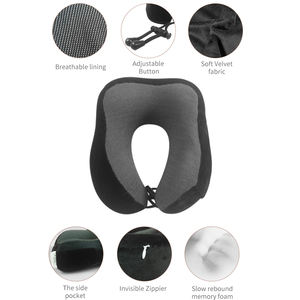 Oreiller de voyage en forme de U personnalisé OEM, oreiller de vol réglable en mousse à mémoire de forme avec <span class=keywords><strong>masque</strong></span> pour les yeux pour avions - Product Image 3