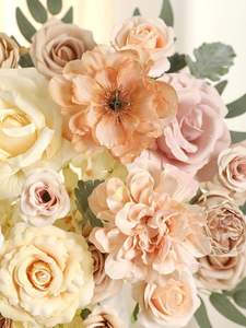 Combo de fleurs artificielles, fausses roses champagne avec tiges pour les bouquets de mariage, les anniversaires, la décoration de la maison - Product Image 5