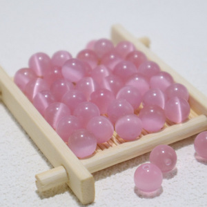 Cuentas sueltas de piedra ojo de gato rosa de 6mm, 8mm, 10mm, cuentas redondas de vidrio para pulseras DIY, suministros para hacer joyería hecha a mano - Product Image 4