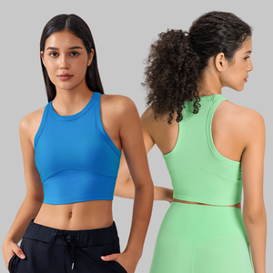 Soutien-gorge de sport à bretelles larges croisées dans le dos pour femmes avec rembourrage amovible - Product Image 2