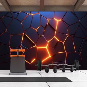 Tissu mural géométrique industriel sans couture en technologie 3D pour fond d'écran, décoration <span class=keywords><strong>de</strong></span> cinéma et divertissement en ligne - Product Image 3