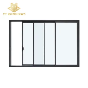 YY Windows Florida Approval Commercial Aluminum Sliding Hurricane Impact Double Tempered Glass Doors For Exterior