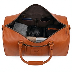 Premium Leather Duffel <b>Bag</b> for Men Travel Weekender <b>Overnight</b> Gym Carry On Luggage with Shoulder Strap - Product Image 5