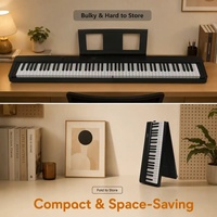 Piano numérique portable Beisite S-280, 88 touches, clavier électrique pliable et orgue électrique, batterie rechargeable, haut-parleur intégré