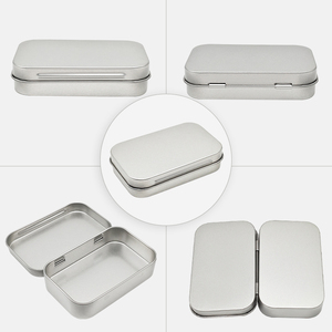 Petite boîte en étain argentée à charnière, taille personnalisée, boîte en étain avec logo, emballage cadeau de Noël, boîte en métal, boîte de rangement pour bijoux fins, boucles d'oreilles - Product Image 4