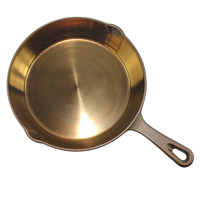 Poêle en fonte dorée polie de 25 cm avec deux becs verseurs pour cuisson à haute température et friture