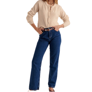 Jeans de Algodón con Spandex de Corte Recto para Mujer, Pantalones de Mezclilla Elásticos Cómodos para Uso Diario Informal, Moda Moderna y Venta al Por Mayor - Product Image 1