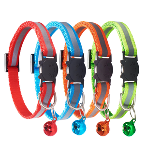 Upgraded Version Reflective Cat Collar Cat Head Buckle Breakaway Adjustable <b>Light</b> Nylon Striped Cat <b>Dog</b> Pet Collar With Bell - Product Image 1