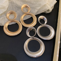 Boucles d'oreilles à double anneau en alliage de zinc électroplaqué, bijoux d'oreille ronds pour femmes