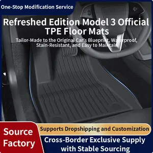 Hot-Selling Refurbished Tesla Model 3 Luxury Business Car Floor Mats 3-Piece Set With Official TPE Logo Rubber TPO Material