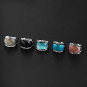 Grandes bagues en pierre de cristal pour femmes, bijoux de fête, acier inoxydable, ne ternissent jamais, accessoires de bague à porter au doigt, en stock - Product Image 4