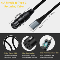 Câble audio XLR blindé stéréo personnalisé vers USB-C pour MAC, résolution 1080P, microphone, gravure