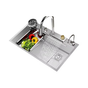 Évier de cuisine domestique en acier inoxydable 304, grand bac unique, épaissi, avec coussin d'isolation acoustique pour le lavage des légumes, anti-rouille, brossé - Product Image 2