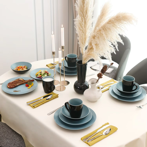 September Promotion Round Kitchen Plate and Bowl Set Easy Ceramic Tableware Set Stone <b>Tool</b> Tableware Set - Product Image 4
