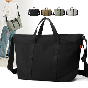 WePower Bolso Tote Minimalista de Gran Capacidad con Correa Ajustable, Bolso Cruzado Unisex para Viajes y Desplazamientos, Color Negro Sólido - Product Image 3