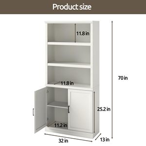 Librero Alto Moderno de Madera con Puertas, Estantería Ajustable para Oficina o Biblioteca, Mueble para <span class=keywords><strong>Libros</strong></span> con Base Antideslizante para Sala de Estar o Dormitorio - Product Image 2