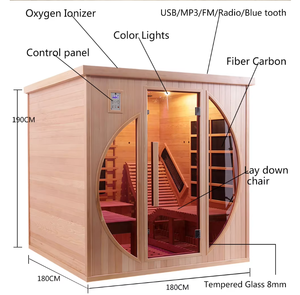Sauna de infrarrojos de madera de abeto canadiense, sauna de infrarrojos lejanos de lujo para interiores, para 2 personas, con cama para recostarse - Product Image 4