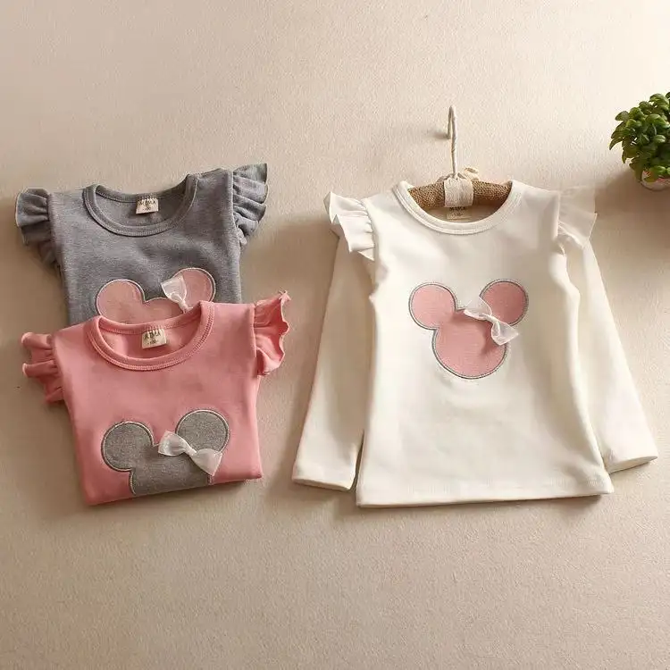 More Colors Girls Long Sleeve T-shirts Kids Cotton Tops 2-8Y Children Baby Toddler 2022 Summer Top Kids Clothing