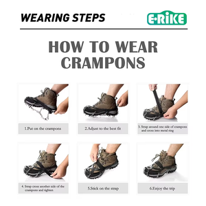 E-RIKE Crampones de Hielo de Alta Calidad con Tracción para Caminar, 18 Crampones de Goma Antideslizantes para Invierno, Crampones Elásticos para Escalar - Product Image 3
