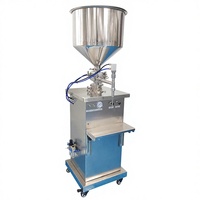 Machine de remplissage de crème semi-automatique en acier inoxydable, trémie mobile, baril connecté directement pour les bouteilles liquides de grand volume