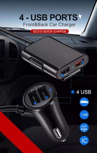 Cargador de Coche USB 4 en 1 de Alta Calidad, Superrápido, QC 3.0, para Teléfonos Móviles iPhone y Samsung, Accesorios para Coche - Product Image 3