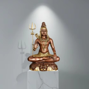 Statue en Laiton de Shiva Mahakal Faite à la Main, Idole Divine du Seigneur Shiva pour l'Autel, Méditation, Sculpture Spirituelle pour la Bénédiction de la Maison - Product Image 3