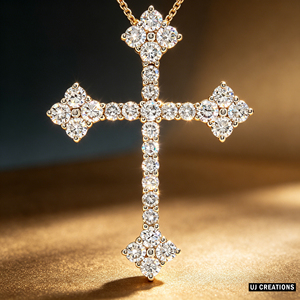 CUSTOM SILVER 10K/14K/18K GOLD PLATED LAB GROWN CVD DIAMOND CLASSIC ENGAGEMENT <b>GIFT</b> SWEATER CHAIN NECKLACE CROSS PENDANT - Product Image 6