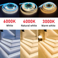 Bande LED 12V 2835, 60 LED/m, IP20, non étanche, avec connecteur DC et alimentation adaptateur, 3000K 4000K 6000K, lumière flexible