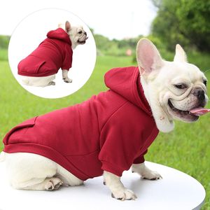 Vestiti su misura <span class=keywords><strong>per</strong></span> animali da compagnia in bianco piccolo cane felpa con cappuccio abiti da cucciolo in cotone caldo in cotone con tasche <span class=keywords><strong>per</strong></span> tutte le taglie - Product Image 2