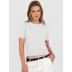 FOXA Pull court à manches courtes pour femme, col rond, léger, décontracté, respirant, en tricot - Product Image 2