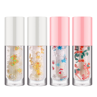 Vente en gros d'huile de Noël végétalienne transparente baume brillant à lèvres respectueux de l'environnement Filler makeup cosmetic Christmas Lip Oil