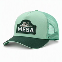 Casquettes de camionneur unisexes personnalisées avec patch brodé, motif Forêt Menthe, dos en maille respirante, devant sans couture, réglables, certifiées CE, vente en gros