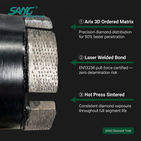 Foret diamanté à segment Arix UNC 1-1/4" pour béton armé et maçonnerie, soudé au laser, pour perçage humide et sec, 52-600 mm, SANG