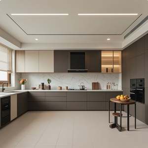 Juego de Gabinetes de Cocina Modernos de Madera Listos para Armar con Isla de Almacenamiento, Encimera y Grifo - Product Image 3