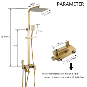 Digital Display Shower Head Set Rectangle Thermostatic Rain Shower Wall <b>Mounted</b> Bathroom Shower With Temperature Control - Product Image 5