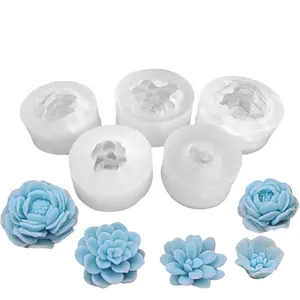Cetakan silikon bunga mawar untuk cetakan lilin Resin cetakan dekorasi kue bunga bentuk bulat cetakan sabun