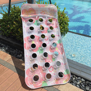 Silla Flotante Inflable con Orificios para Flores, para Piscina, Adultos, Asiento Flotante de PVC, Diseño con Patrón Verde - Product Image 2