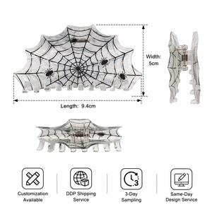 Grandi fermagli per capelli in acetato con stampa personalizzata di Halloween, design a zucca, <span class=keywords><strong>ragno</strong></span>, pipistrello e teschio, per feste, all'ingrosso, per donna - Product Image 2