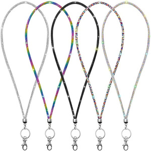 2023 Full Diamond Phone <b>Lanyard</b>, Exhibition Badge Keychain, ID Card Holder, European and American Style Diamond-Encrusted - Product Image 1