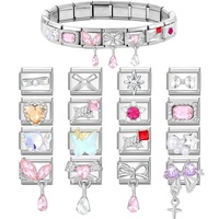 Conectores de Pulsera de Acero Inoxidable con Forma de Lazo Delicado y Elegante, con Detalles de Diamantes, para DIY, Anillos, Collares y Colgantes de Moda