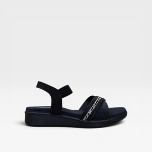 Women Stylish Black Cross Strap Wedge Sandal Comfortable Fashion Casual Party Wear Slip On Lightweight Soft Elegant Footwear - Product Image 3
