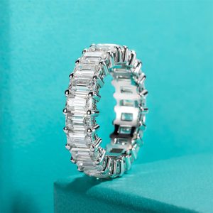 custom Moissanite <b>Eternity</b> <b>Ring</b>, Round/Emerald/Princess Cut 5cttw D Color 925 Sterling <b>Silver</b> Wedding Band <b>Rings</b> for Women - Product Image 5