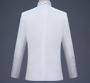 Smoking Pronto da Indossare per Giovani Uomini con Colletto Blu Diamantato e Abito <span class=keywords><strong>Bianco</strong></span> - Product Image 4