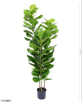 Künstlicher Ficus-Baum mit Blättern und Pflanzgefäß, 1,5 m hoher Kunstbaum mit Naturholzstamm für Heim- und Bürodekoration