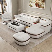 Canapé d'angle modulaire nordique 7 places 2025 en cuir microfibre en forme de L avec haut-parleur Bluetooth pour salon