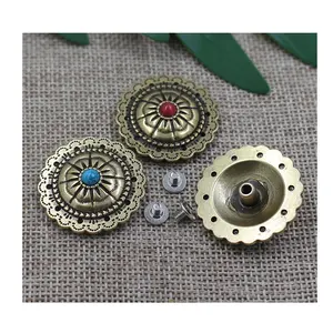 Factory cheap price alloy 35mm hat shape wholesale western conchos/rhinestone conchos