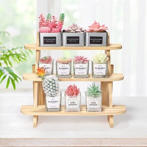 ชั้นวางของไม้แบบหลายชั้น 3 ชั้น ชั้นวางอเนกประสงค์สำหรับวางคัพเค้ก เครื่องประดับ ต้นไม้จิ๋ว ใช้ในบ้านและห้องครัว - Product Image 3