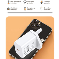 Chargeur rapide USB-C PD 20W Shenzhen Lvxiangyuan, prise UK, certifié CE UKCA, adaptateur secteur 3 broches pour iPhone, OCP OVP